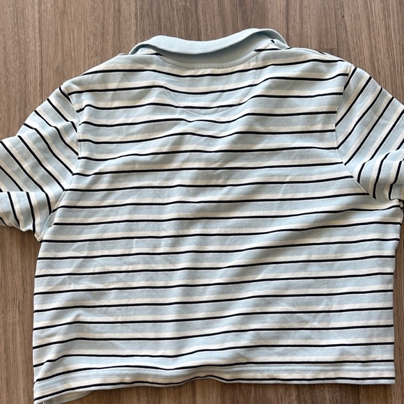 J. Crew Striped Polo Crop Top in Light Blue, Navy & White - Picture 4 of 5